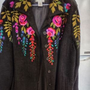 Embroidery Wool blend coat.  Linea by Louis Dell'Olio. Coat #2